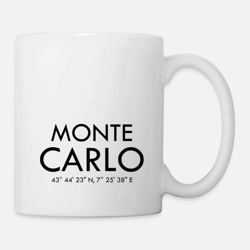Monte Carlo Monaco Coordinates Latitude Longitude - Tasse - Weiß