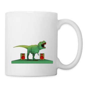 Dinosaurier Tyrannosaurus Rex mit Musikboxen - Tasse - Weiß - Rechts