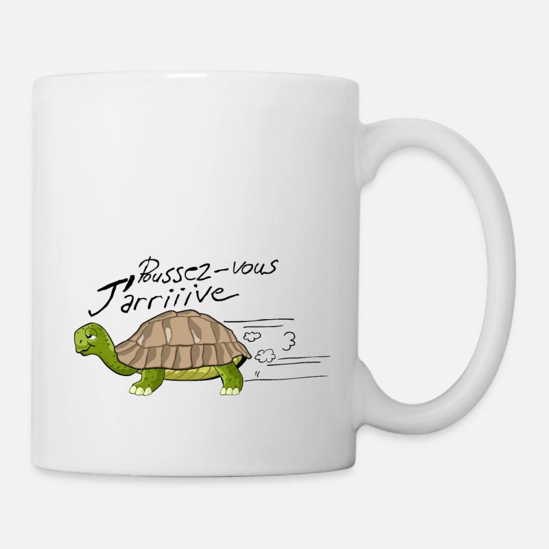 poussez vous arrive tortue dessin humour - Mug blanc - blanc