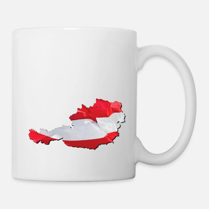 Echte Österreich Flagge – Flag Map - Tasse - Weiß
