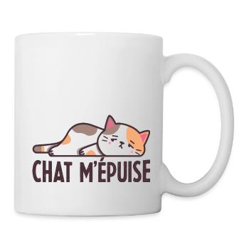 Chat m'épuise Cadeau Humour Femme Homme - Mug blanc - blanc - Droite