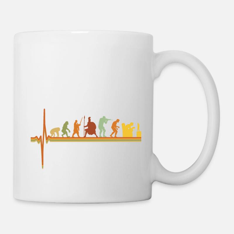 Gaming ECG Heartbeat Evolution Retro Gamer - Mug - white