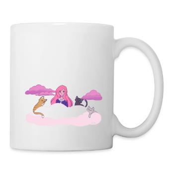 Lizzie in the clouds with cats - Mug - white - Right