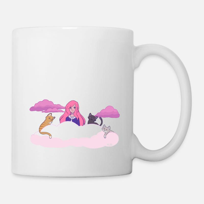 Lizzie in the clouds with cats - Mug - white