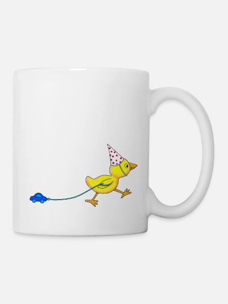 Ente mit Auto Jungen Mädchen Geburtstag Geschenk - Tasse - Weiß