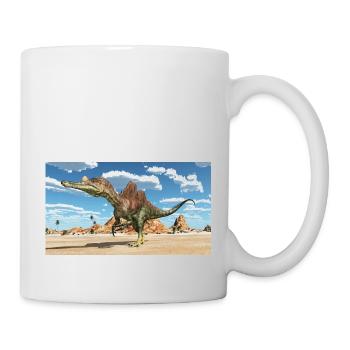 Dinosaurier Ichthyovenator in einer Landschaft - Tasse - Weiß - Rechts