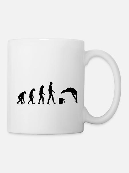 Evolution / Schwimmen - Tasse - Weiß