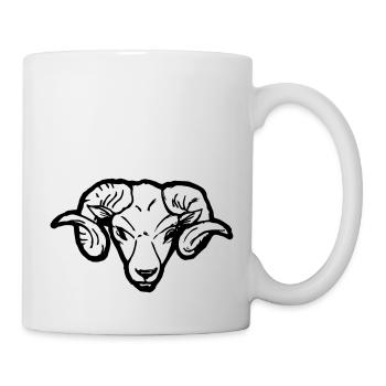 Widderkopf Outline Lustig Schaf Hörner Geschenk - Tasse - Weiß - Rechts