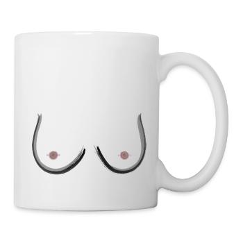 boobs Frauen Feministin Logo mit Nippelpiercings - Tasse - Weiß - Rechts