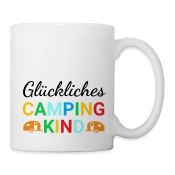 Glückliches Camping Kind - Tasse - Weiß - Rechts