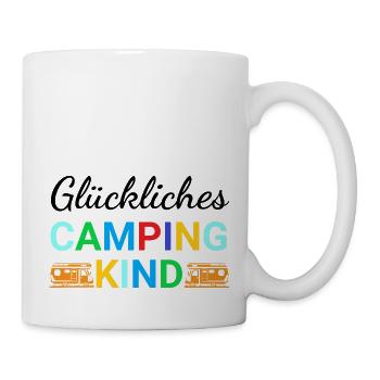Glückliches Camping Kind - Tasse - Weiß - Rechts