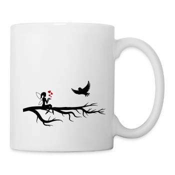 fairy hearts bird - Mug - white - Right