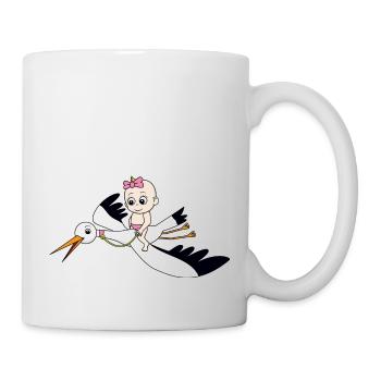 Baby on Stork Girl - Mug - white - Right