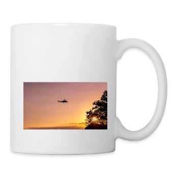military helicopter in the sky - Mug - white - Right