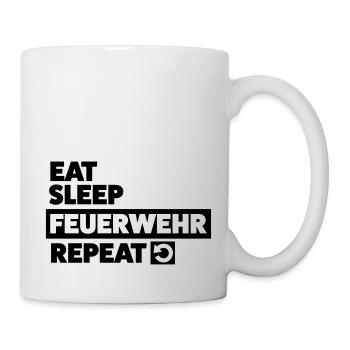 Eat sleep Feuerwehr Repeat Freiwillige Feuerwehr - Tasse - Weiß - Rechts