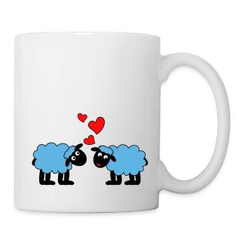 Sheep happily in love Sheep Lambs Hearts - Mug - white - Right