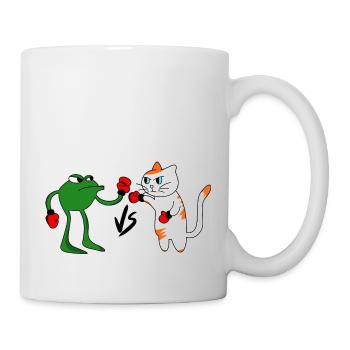 Combat grenouille vs chat - Mug blanc - blanc - Droite