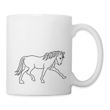 Pferd / Pony (1c, Linienzeichnung) - Tasse - Weiß - Rechts