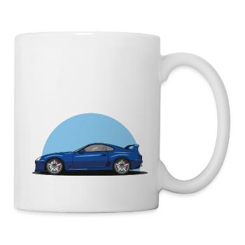 Japanischer Sportwagen Supra aufgehende Sonne blau - Tasse - Weiß - Rechts
