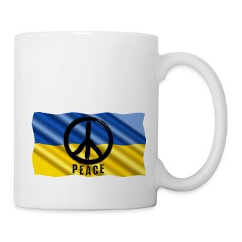PEACE SIGN - on Ukrainian flag - Mug - white - Right