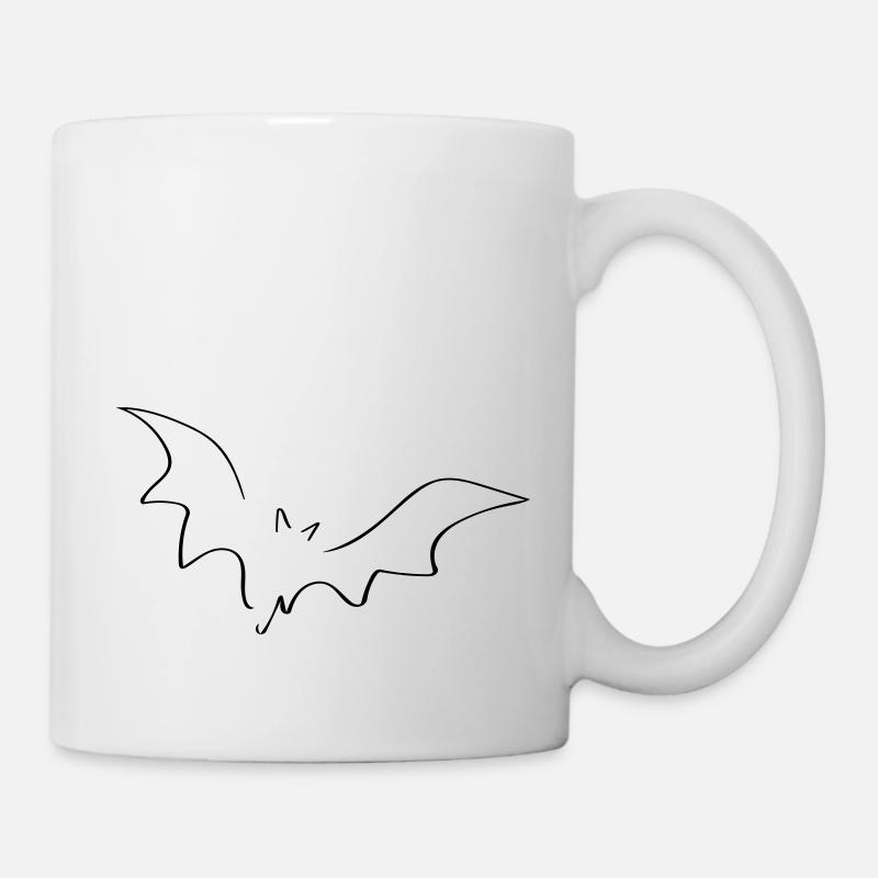 Fledermaus Line Art - Minimalistisch - Tasse - Weiß