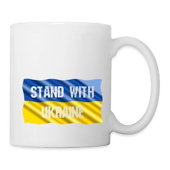 Stand with Ukraine - on waving flag - Mug - white - Right