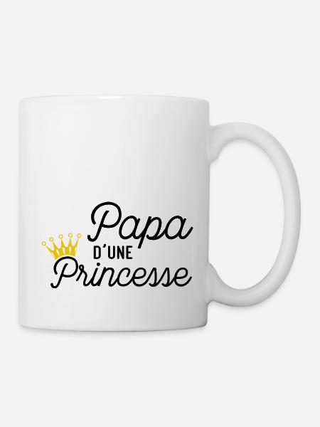 Papa d'une Princesse Cadeau Père et Fille - Mug blanc - blanc