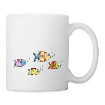 bunte Fische Wasser Meer Graffiti Kinderzeichnung - Tasse - Weiß - Rechts