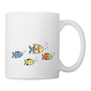 bunte Fische Wasser Meer Graffiti Kinderzeichnung - Tasse - Weiß - Rechts