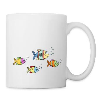Fische Buntbarsche Wasser Meer Graffiti Zeichnung - Tasse - Weiß - Rechts
