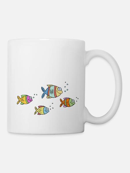 Fische Buntbarsche Wasser Meer Graffiti Zeichnung - Tasse - Weiß