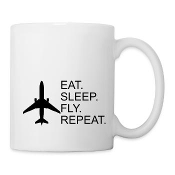 Pilot Flying Travel Gift Holiday Eat Sleep - Mug - white - Right