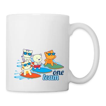 team familie katze surfen bachelorette party büro - Tasse - Weiß - Rechts