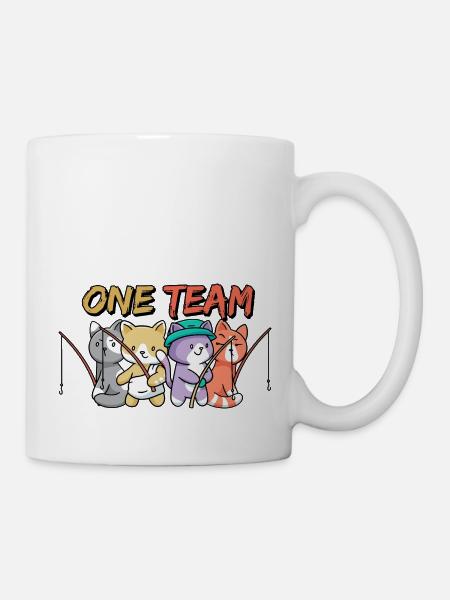 équipe famille chat pêche chien sport anniversaire - Mug blanc - blanc
