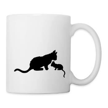 Mama Katze Kitten Silhouette - Tasse - Weiß - Rechts