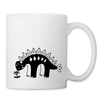 Süße kleine Blume riechender Dinosaurier - Tasse - Weiß - Rechts