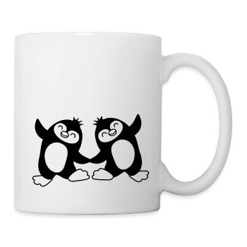 Un couple de pingouins danse doucement - Mug blanc - blanc - Droite