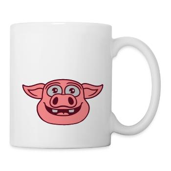 Gesicht glückliches Schwein Comic - Tasse - Weiß - Rechts