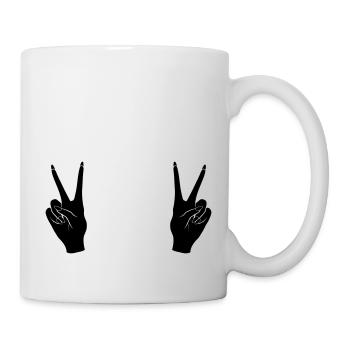 Black Victory Hand Signal Peace - Mug - white - Right