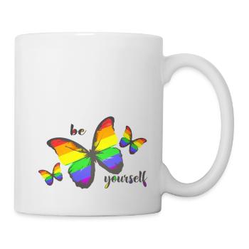 LGBT Queer Rainbow Schmetterling be yourself - Tasse - Weiß - Rechts