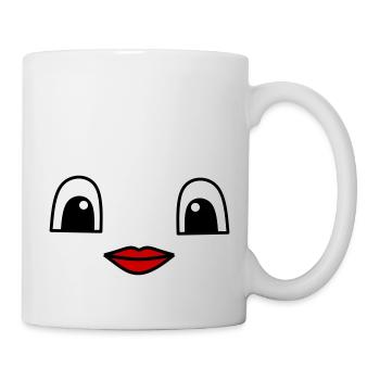 Cute face with red lips - Tasse - Weiß - Rechts