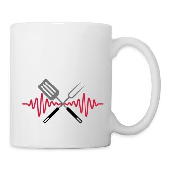 Puls Grillgabel Barbecue Frequenz - Tasse - Weiß - Rechts