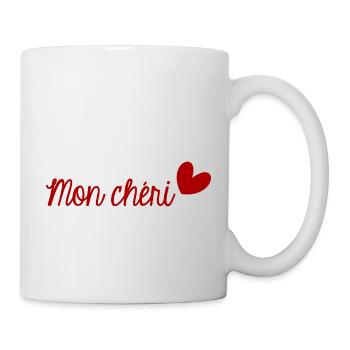 MON CHERI. SAINT VALENTIN. EVJF. JE T'AIME. I LOVE - Mug blanc - blanc - Droite
