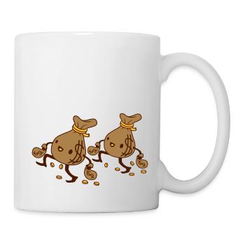 2 gehende Geldsäcke Freunde - Tasse - Weiß - Rechts