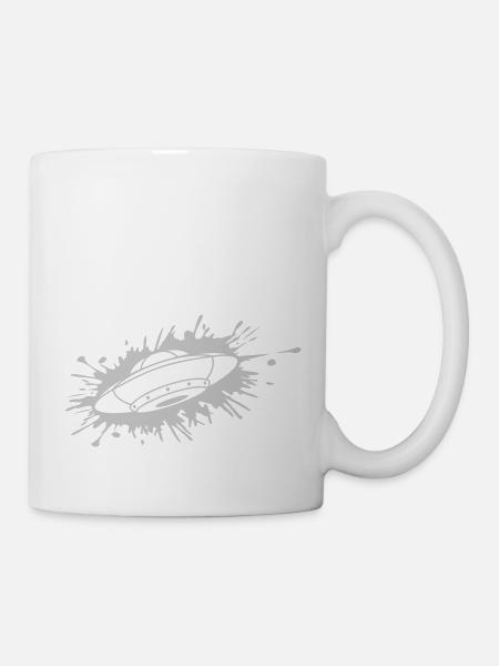 Aliens Spritzer Farbklecks UFO - Tasse - Weiß