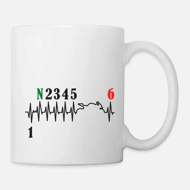 Motorcycle Gear Shift Heartbeat Biker - Mug - white