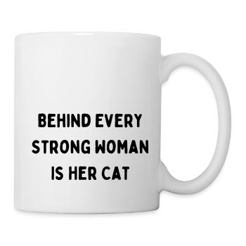 Derrière chaque femme forte se trouve son chat - Mug blanc - blanc - Droite