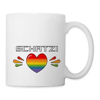 Rainbow Sparkling heart SCHATZI SHIRT - Tasse - Weiß - Rechts