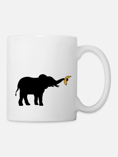 Grande silhouette d’éléphant banane - Kop/krus - hvid