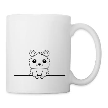 Hinter Mauer Hamster lustig - Tasse - Weiß - Rechts